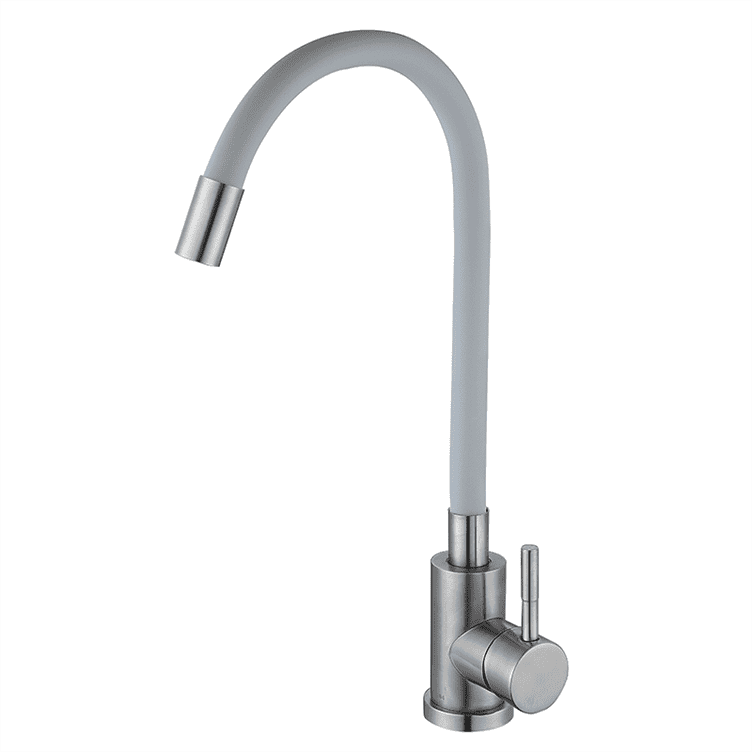 Кухонный смеситель с серым силиконовым изливом Zerix LUX-011 Refl.Gray (нерж. сталь) (ZX4876), фото 1