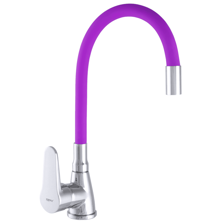 Смеситель для кухни Zerix SOP7 146 с фиолетовым гибким изливом (ZX2658), фото 1