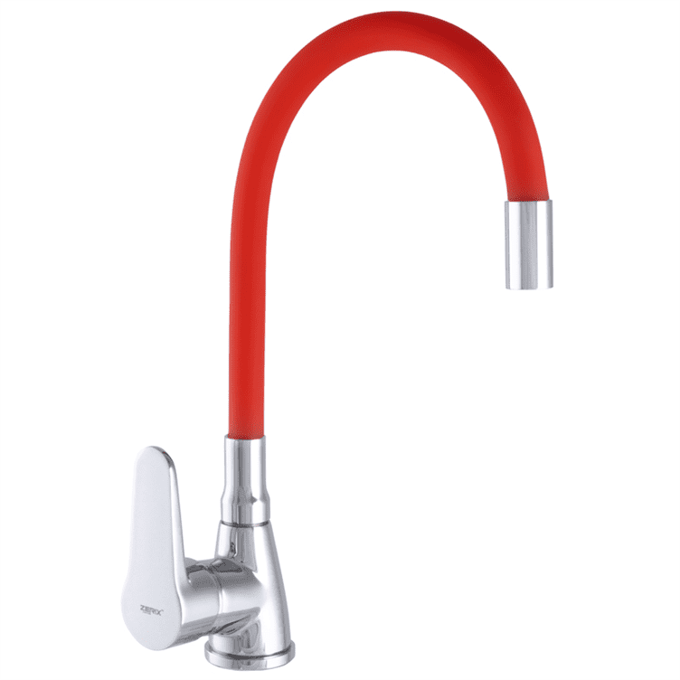 Смеситель для кухни Zerix SOP7 146 с красным гибким изливом (ZX2659), фото 1