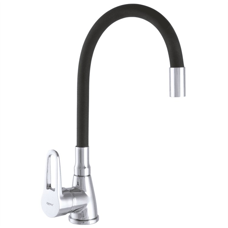 Смеситель для кухни Zerix SOP7 045 с черным гибким изливом (ZX2662), фото 1
