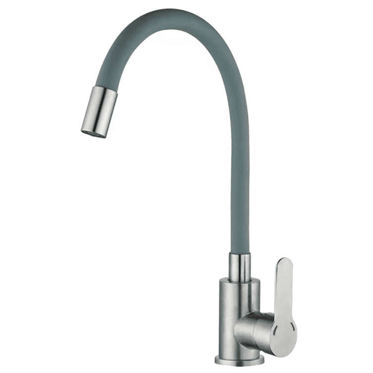 Кухонный смеситель с серым силиконовым изливом Zerix DAX-011 Refl.Gray (нерж. сталь) (ZX4819), фото 1