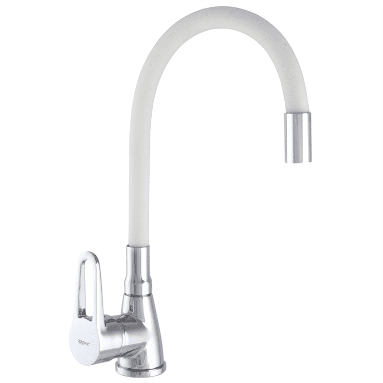 Смеситель для кухни Zerix SOP7 045 с белым гибким изливом (ZX2668), фото 1