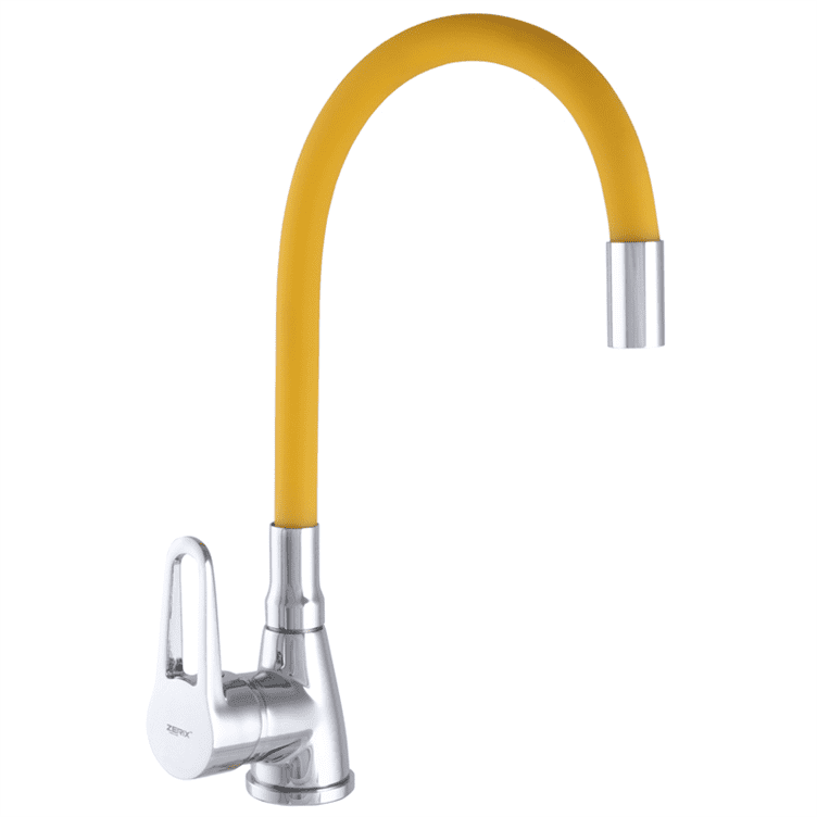 Смеситель для кухни Zerix SOP7 045 с желтым гибким изливом (ZX2669), фото 1