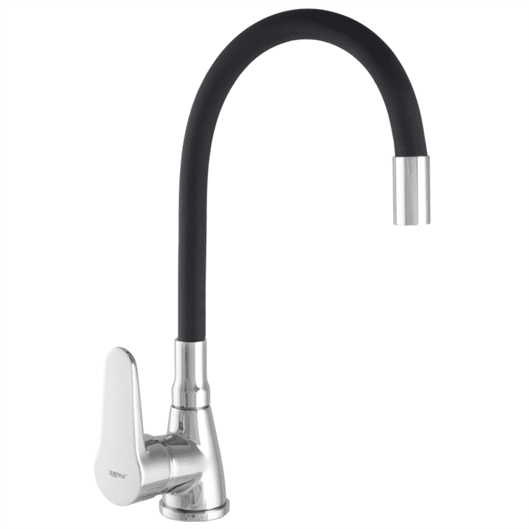 Смеситель для кухни Zerix SOP7 146 с черным гибким изливом (ZX2654), фото 1