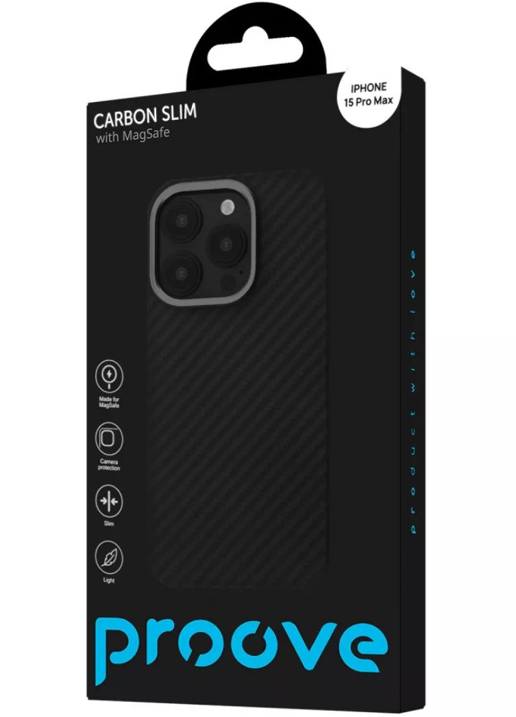 Ультратонкий карбоновий чохол Proove Slim Carbon with MagSafe для iPhone 15 Pro Max