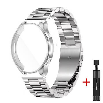 Комплект для годинника Amazfit GTR4 сріблястий (чохол + ремінець Rolex design 22 мм)