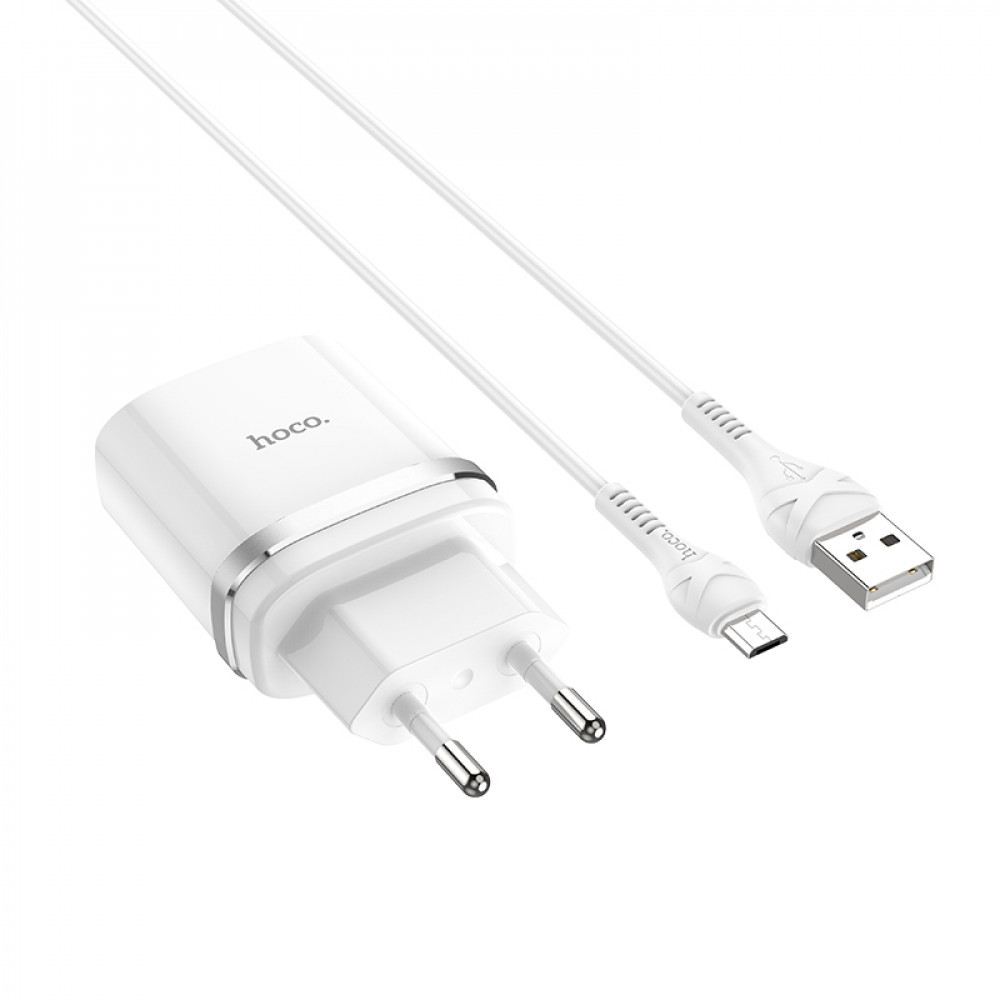 Home Charger | 18W | QC3.0 | Micro Cable (1m) — Hoco C12Q — White, фото 1