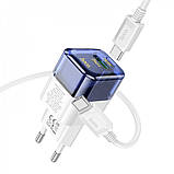 Home Charger 30W PD QC3.0 C to C Cable (1m) Hoco C131A — Transparent Black, фото 6