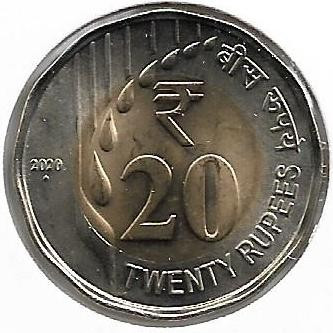 Індія 20 рупій, 2019-2022 №2506