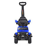 Дитяча каталка-толокар Bambi M 4845 з батьківською ручкою 2 в 1 синій, фото 7