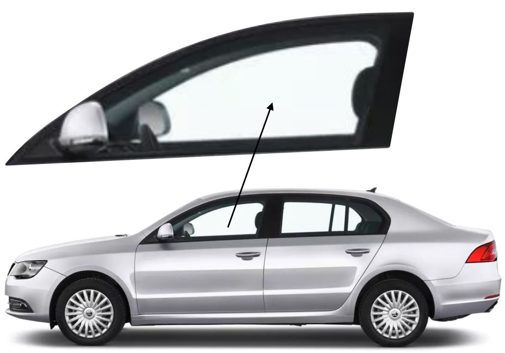 Бічне скло Skoda SuperB 2008-2015 передніх дверей ліве, фото 1