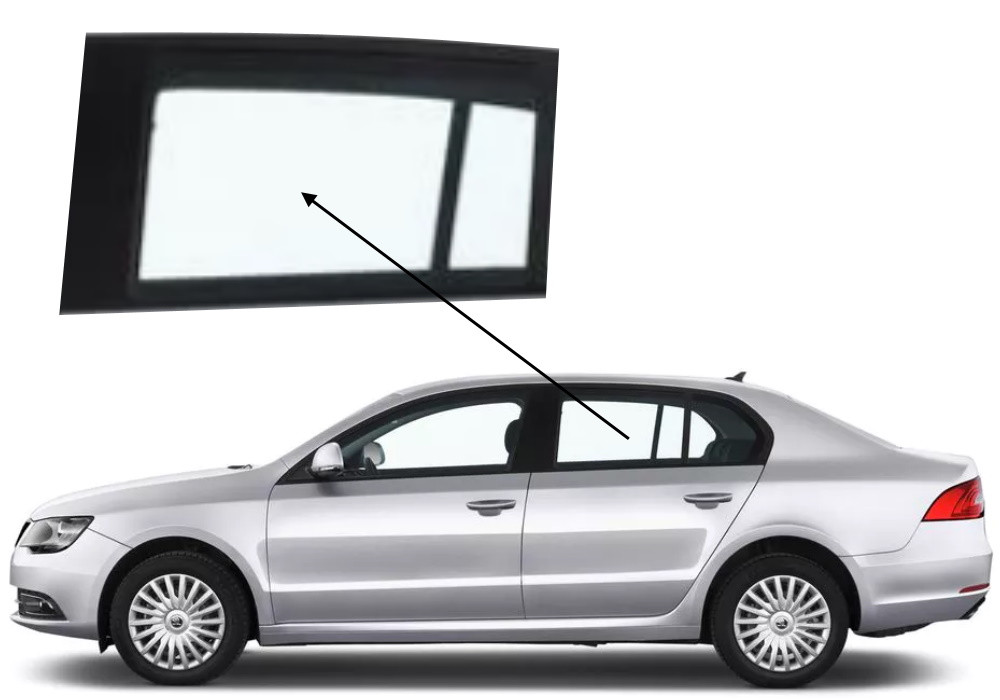 Бічне скло Skoda SuperB 2008-2015 задніх дверей ліве, фото 1
