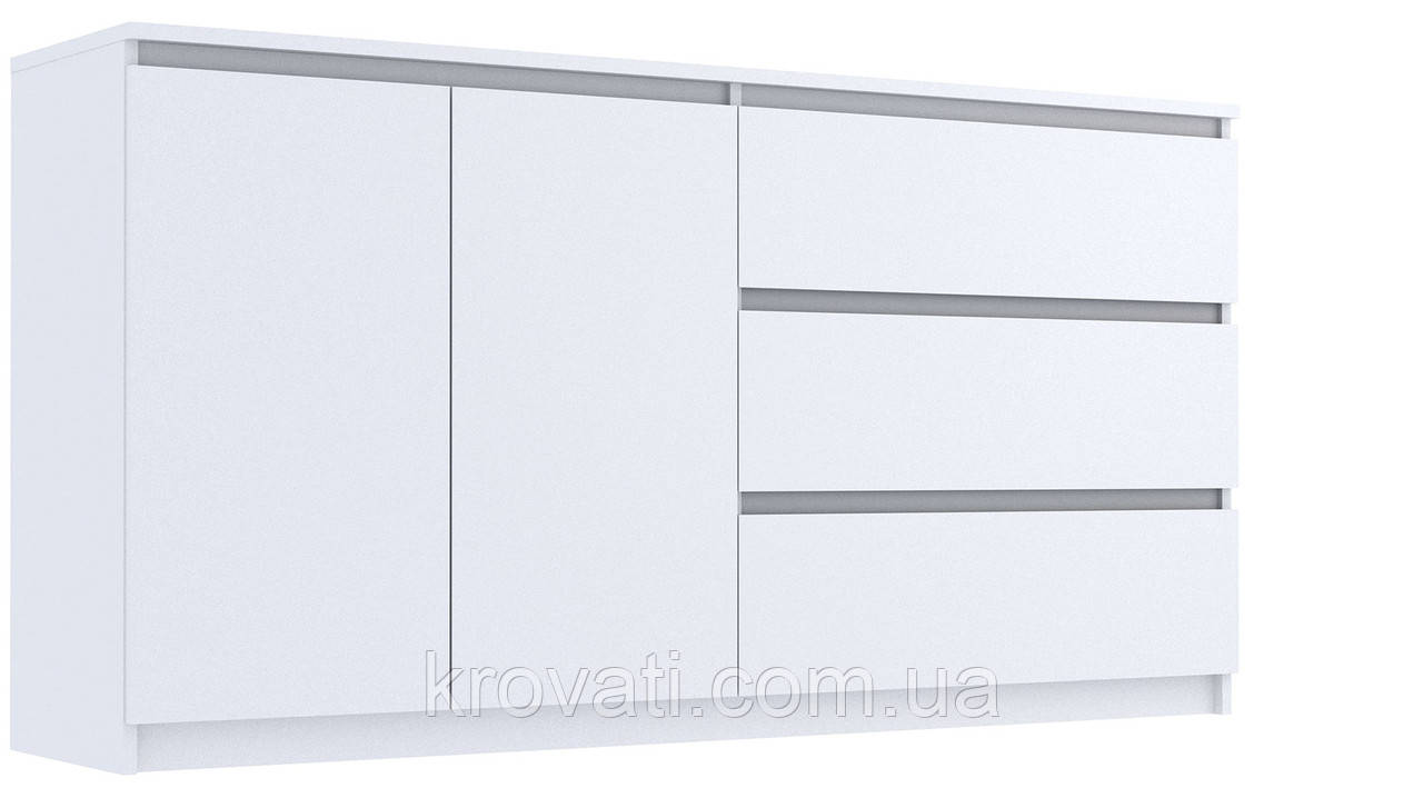 Комод "Брайт" 1580 х 376 х 730 h Майстер Форм. Білий (Телескопічні напрямні, правосторонній)