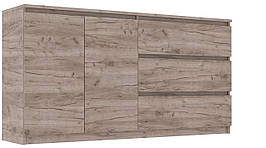 Комод "Брайт" 1580 х 376 х 730 h Майстер Форм. Дуб крафт сірий (Телескопічні. Напрямний. Правосторонній)