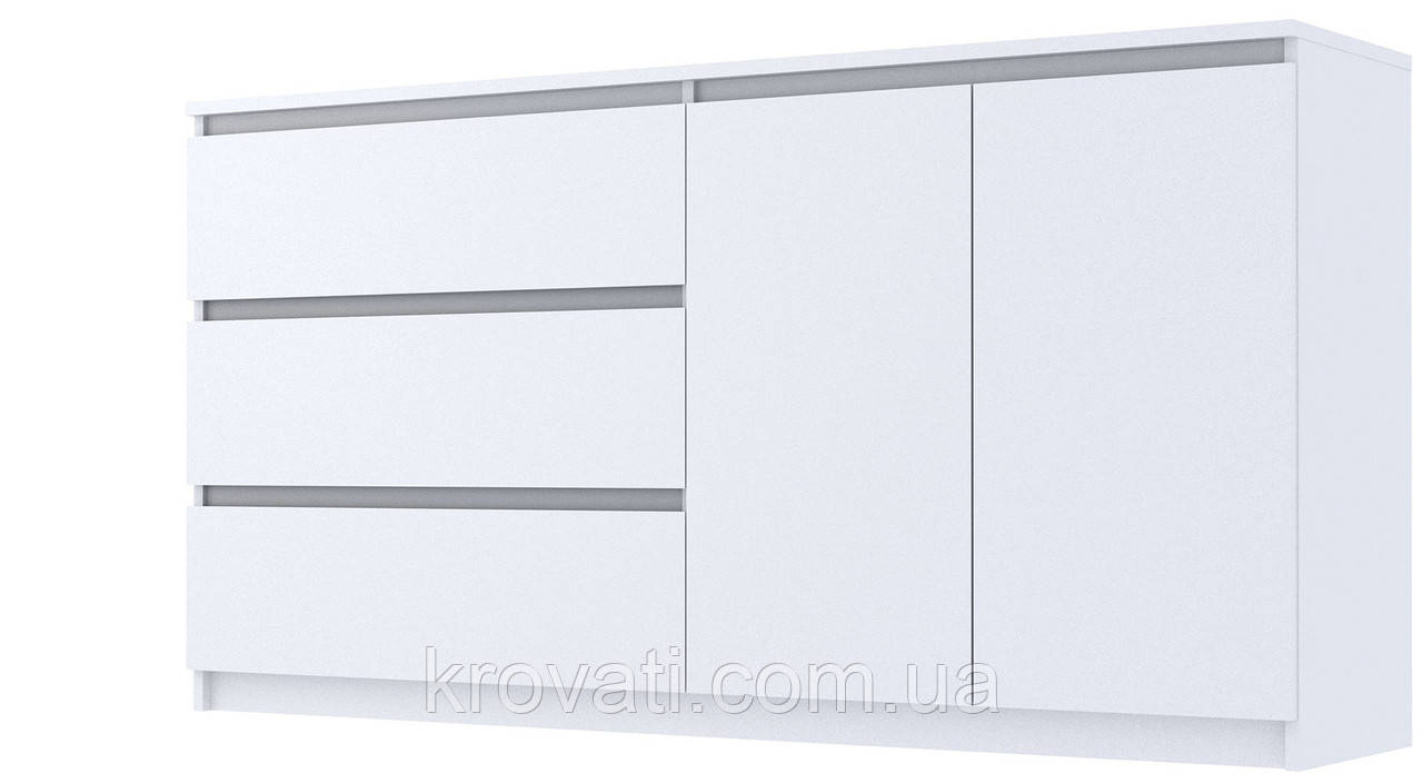 Комод "Брайт" 1580 х 376 х 730 h Майстер Форм. Білий (Телескопічні напрямні, лівосторонній)