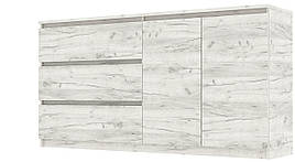 Комод "Брайт" 1580 х 376 х 730 h Майстер Форм. Дуб крафт білий (Телескопічні напрямні, лівосторонній)