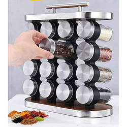 Карусель для спецій 16 відсіків Stainless steel and wood срібло