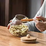 Банка скляна для зберігання продуктів із бамбуковою кришкою Helios 500 мл (500 GJ-A), фото 4