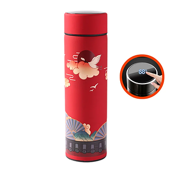 Термос із датчиком температури Fashion 0.5 л Термокухоль у японському стилі Червоний (KG-11946)