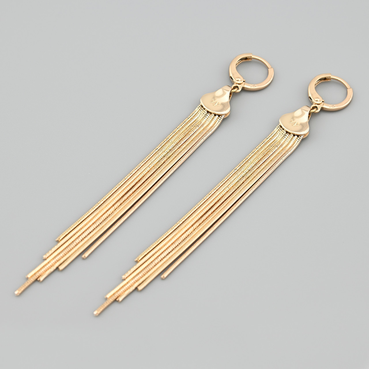 Сережки підвіски Жозефіна 48606 розмір 90х8 мм вага 7.6 г позолота 18К, фото 1