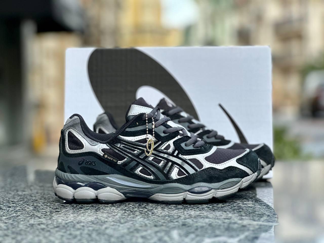 Чоловічі кросівки Asics Gel NYC Black Silver Gore-Tex Чорні Взуття Асікс Гель Нук ГорТекс замш вставки демісезон