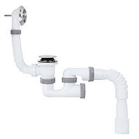 Сифон для ванни ITAL B1013K з ревізією, випуском Сlick-Сlack, переливом, гофротрубою 40х40/50