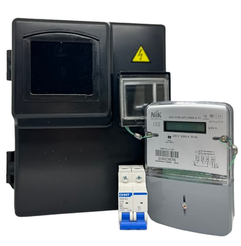 Разом дешевше! Набір 2. Лічильник Nik (однофазний, нетарифний, електронний), гермет.бокс КДЕ-1, авт. вимикач CHINT.