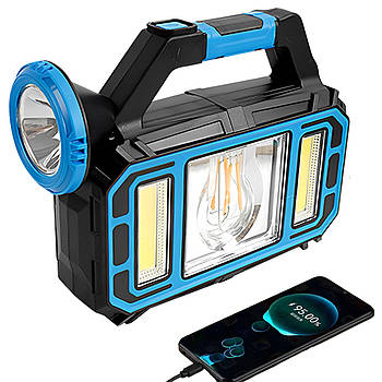 Ліхтар із сонячною панеллю та повербанком HS-8036-7-A / Акумуляторний ліхтарик / Кемпінговий ліхтар