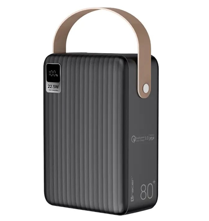 Power bank TRACER Skala-8 80000mAh (3USB/1Type-C/Built-in cables/Li-Pol/PD/QC3.0/22.5W) Black