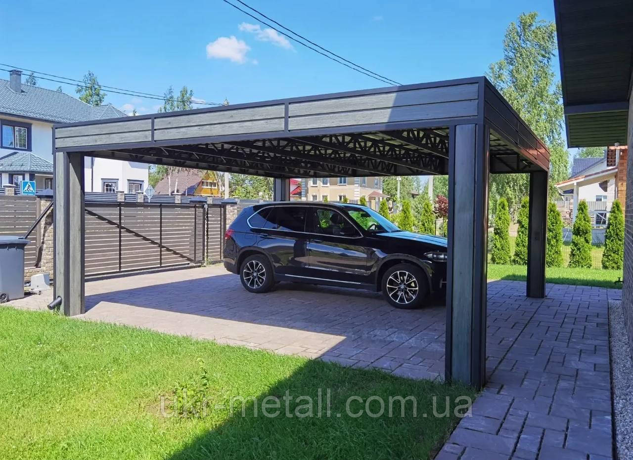 Скандинавський автонавіс із плоским дахом 6 x 6 м з посиленим каркасом і прихованою водостічною системою
