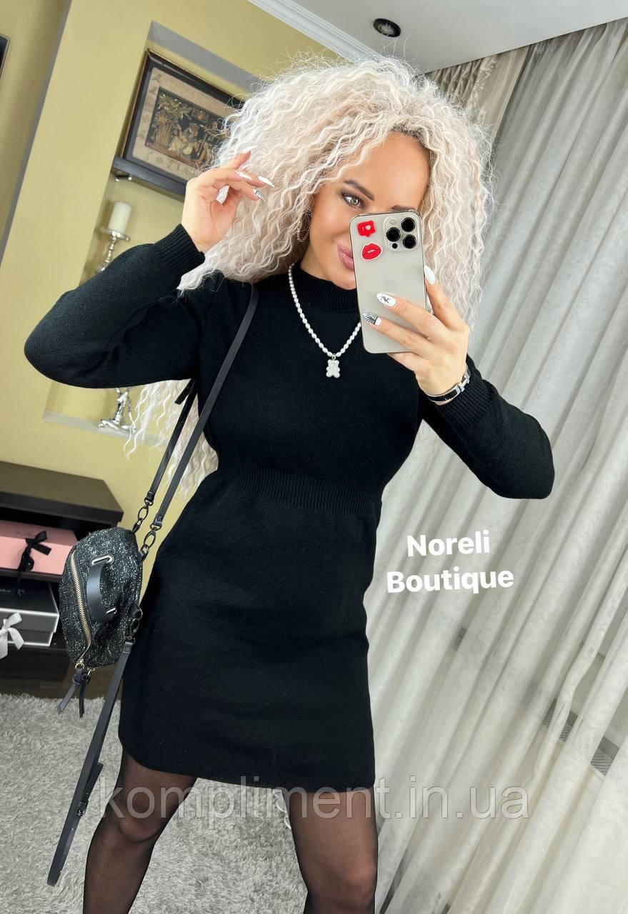 Елегантне в'язане тепле жіноче плаття "Лада", чорне