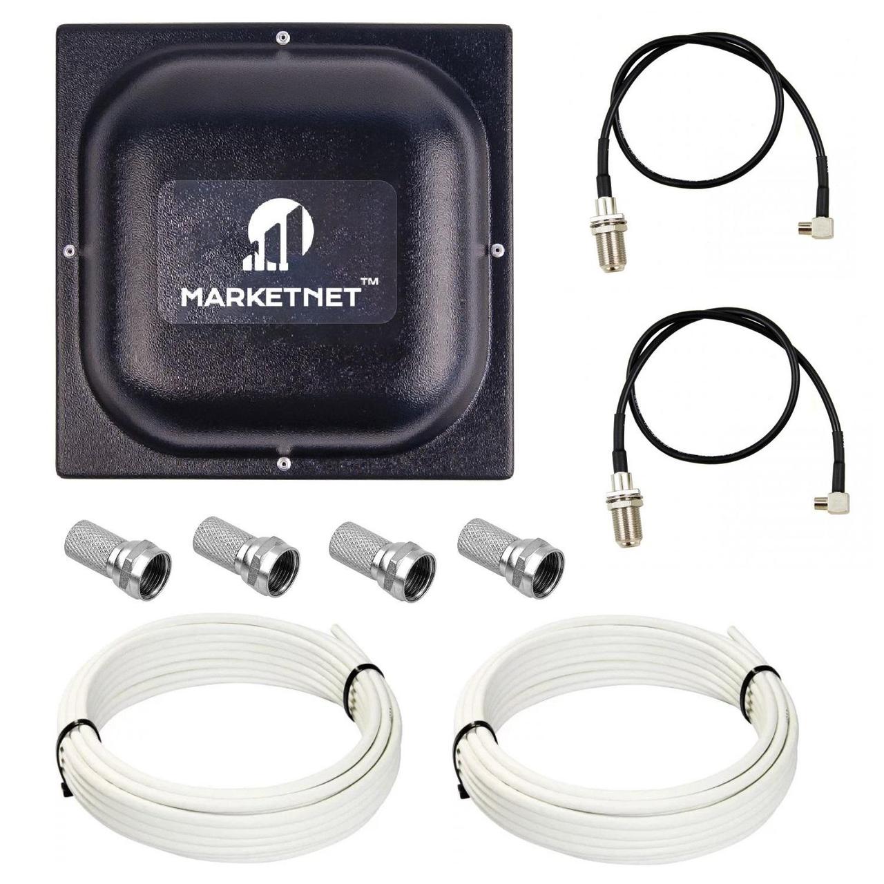 Антена панельна 3G 4G LTE MIMO MarketNet T800 2х18 дБі 900/1700-2700 МГц для модемів та роутерів (комплект), фото 1