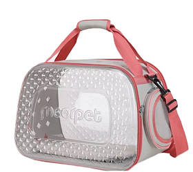 Прозора сумка-перенесення для котів MoorPet до 7 кг рожева: складна, для подорожей, з вентиляцією