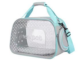 Сумка-перенесення для кішок до 7 кг MoorPet бірюзова: прозора складна, з вентиляцією та ременем
