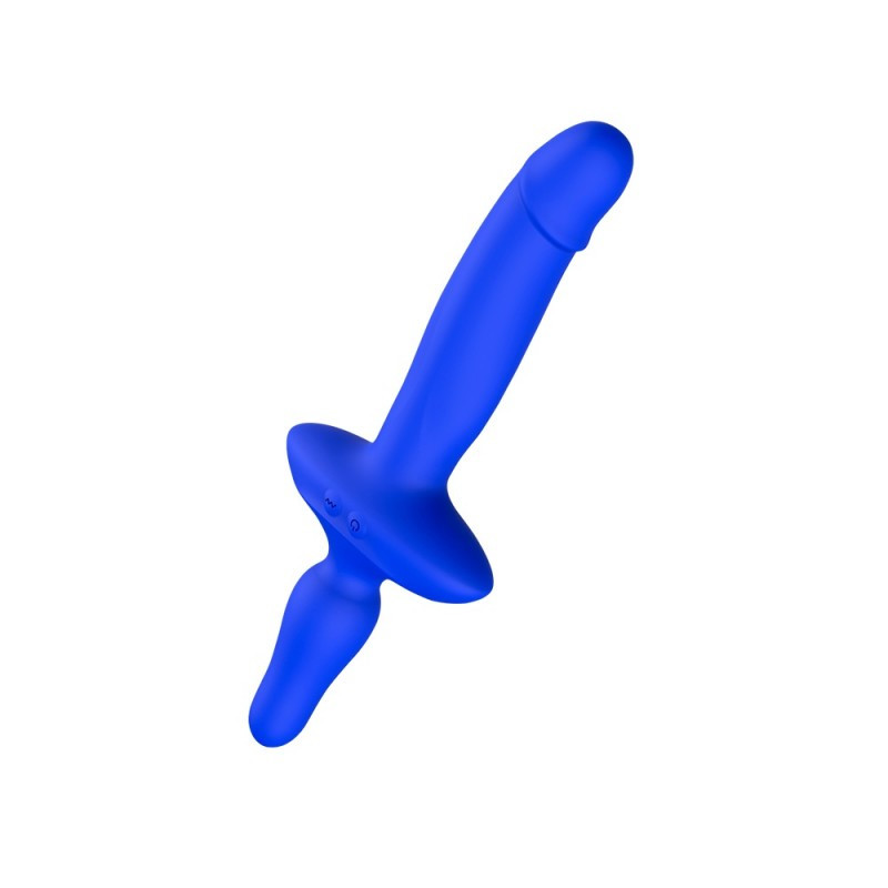 Потужний двобічний вібратор для точки G і анала, Синій (26 см), фото 1