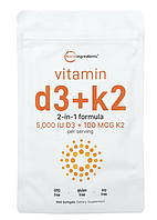 MicroIngredients VITAMIN D3+K2, 300 SOFTGELS/вітамін D3+K2 Micro Ingredients