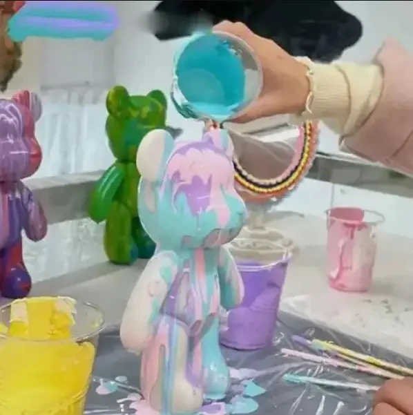 Набір для творчості Флюїдний Ведмедик Розмальовка 18 см 3 фарби в комплекті, Набір для творчості Ведмежа