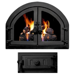 Чавунні дверцята зі склом для печі, каміна Iron Fire Sabina 550x410 + поддувало