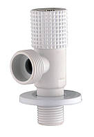 Кран кутовий кераміка SOLOMON EXCLUSIVE 1/2″X3/4″ 989 WW (White/White) ( 1шт.) білий