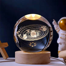 Usb Led Нічник скляна кришталева світна 3d куля 5.5 см, фото 3