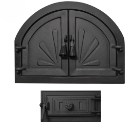 Чавунні топкові дверцята без скла для печі, каміна, барбекю Iron Fire Adeline 550x410 + поддувало