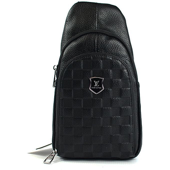 Чоловіча шкіряна сумка, слінг, тканинний ремінь, Louis Vuitton, 30*15 см, 931492-1