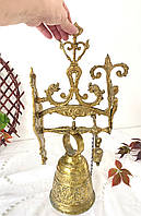 Вінтажний бронзовий настінний дзвін з ангелом, Vocem Meam Audi, Qui me Tangit, 49 см, Німеччина