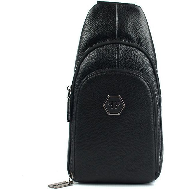 Чоловіча шкіряна сумка, слінг, тканинний ремінь, Philipp Plein, 30*15 см, 931492