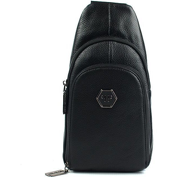 Чоловіча шкіряна сумка, слінг, тканинний ремінь, Philipp Plein, 30*15 см, 931492