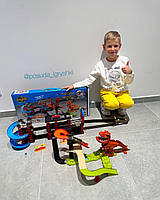 Трек 8899-92 машинки 2шт, динозавр, звук (англійська), на батарейці (таблетці), в коробці, 71-34,5-8,5см, фото 2