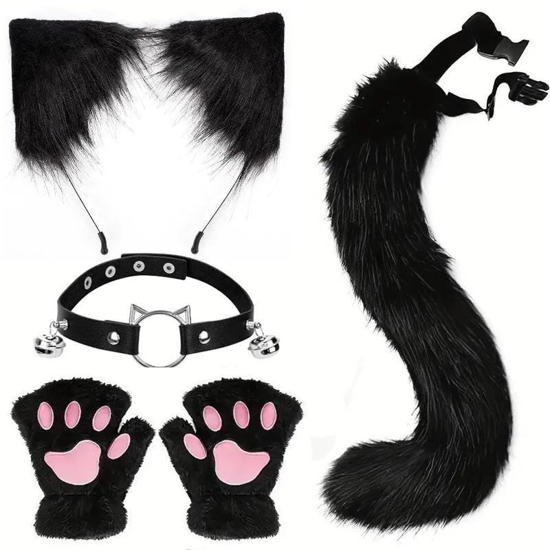 Костюм кошки (хвост, ушки, чокер, лапки). Набір котика для квадробіки, фото 1