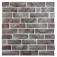 Самоклейна декоративна 3D панель цегла коричнево-червоний клінкер 700x700x3 мм (414-3)