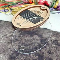 Дерев'яна гольниця овальна з прозорою кришкою для рукоділля