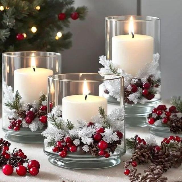 Свічник зі штучними хвойними гілками